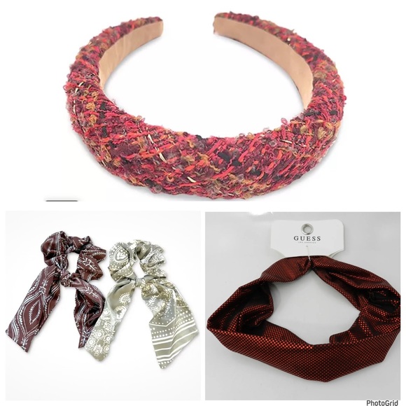 Lot of 3 INC tweed headband & scrunchies, Guess red headband NWT main image 5